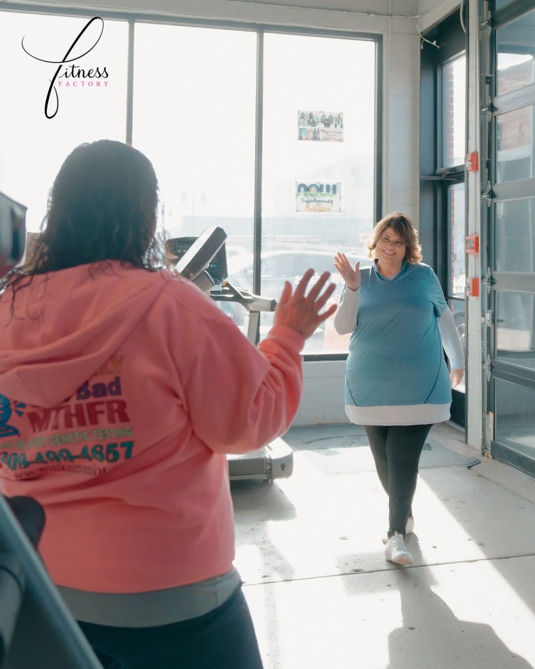 A client walking into The Fitness Factory